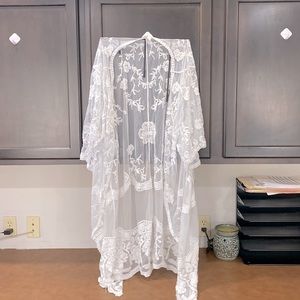 White Lace Kimono - Plus Size